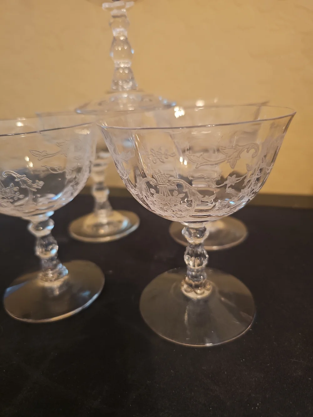 Vtg Fostoria Navarre Clear Etched Champagne Glass 4.5in Low Sherbet Coupe 5 Pcs